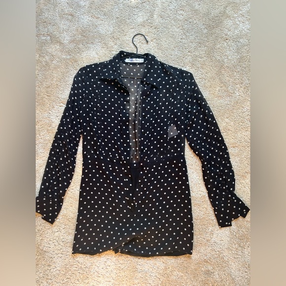 Christian Dior Sheer silk Polka Dot shorts tunic size 34 us2 jumpsuit - Picture 4 of 16